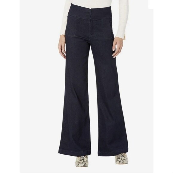 Kut From The Kloth Isabel Flare Jeans Dark Blue Wash Stretch Pull On Size 18 - Picture 1 of 9